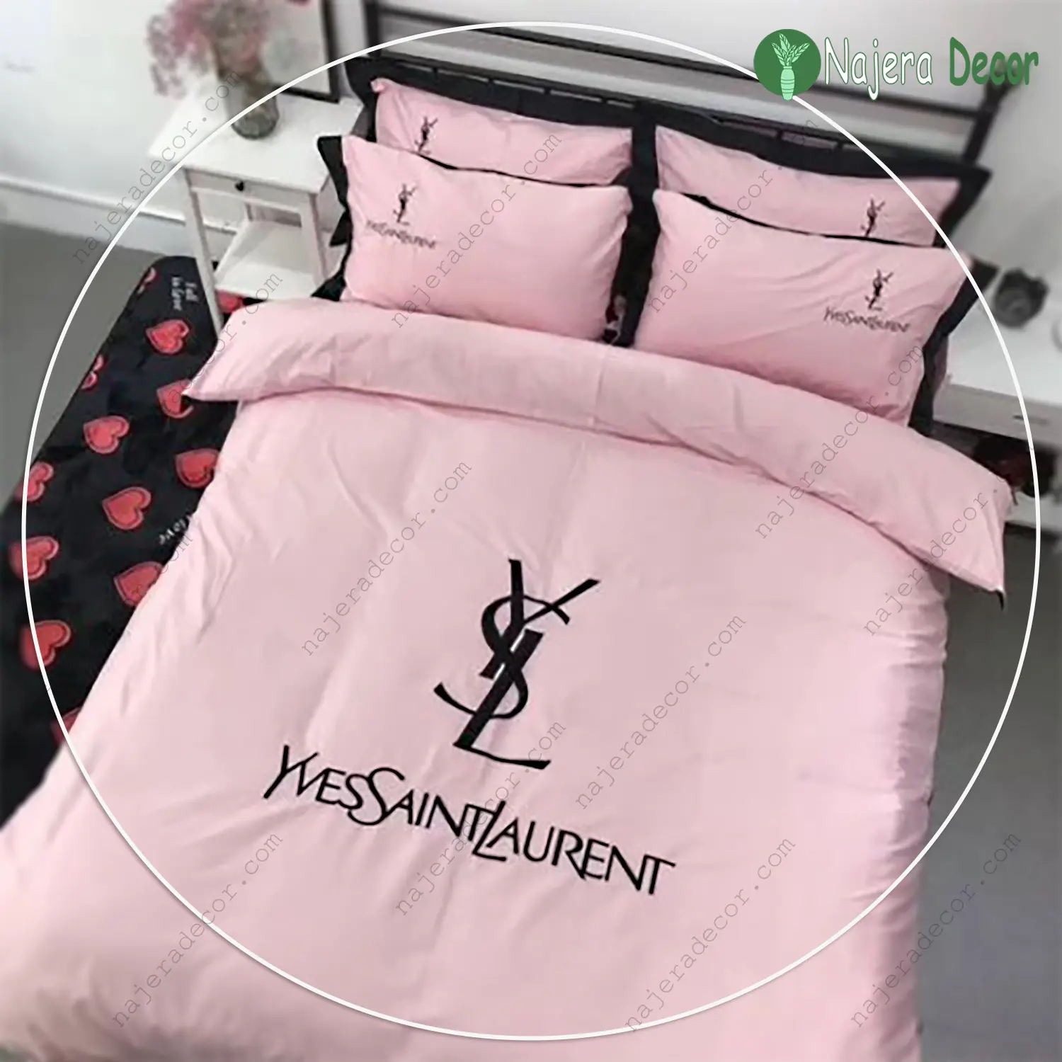 Yves saint laurent pinky logo luxury brand bedding set home decor